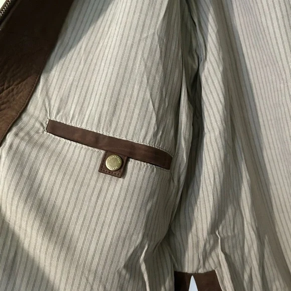 Robert Comstock Vertical Brown baby calf nubuck Leather  Jacket cl - Picture 15 of 17